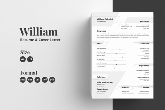 Resume CV Template - William: A Clean and Professional Choice for Creative Professionals