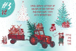Set of Hand Drawn Christmas Tractors: A Comprehensive Overview